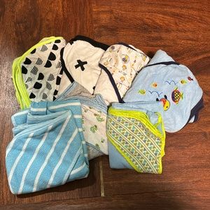 Lot of 7 Baby Boy Bath Towels